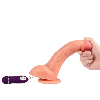 Dildo vibrante SHEQU Bestia con telecomando, lunghezza 24,5 cm, in silicone, con dettagli realistici e potente vibrazione.