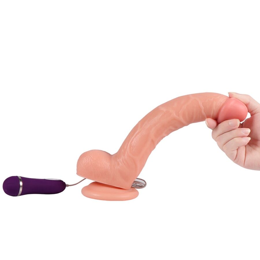 Dildo vibrante SHEQU Optimus di 28 cm con telecomando, design realistico e dettagliato, ideale per stimolazione e piacere personale.