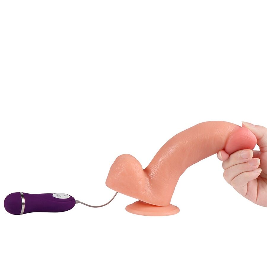 Dildo vibrante SHEQU Phantom con telecomando, 20 cm, con dettagli realistici e superficie liscia, in silicone di alta qualità.