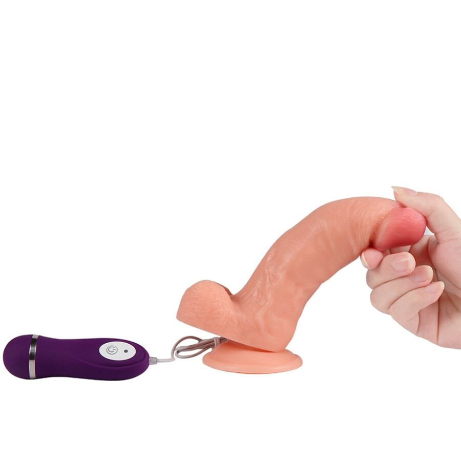 Dildo vibratore SHEQU Iron Dragon con telecomando, lunghezza 17,5 cm, design dettagliato e colori vivaci.