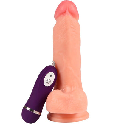 Dildo vibratore SHEQU Iron Dragon con telecomando, lunghezza 17,5 cm, in look dragon nero con dettagli metallici.