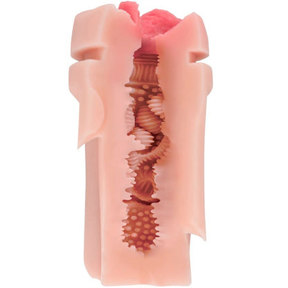 Masturbatore femminile SHEQU FANNY con vibrazione, dettagli realistici e morbida superficie per piacere intimo.