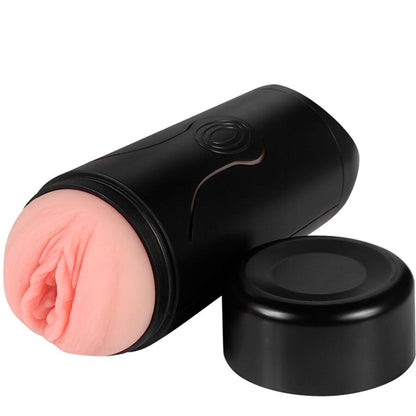 Masturbatore femminile SHEQU FANNY con vibrazione, dettagli realistici e superficie morbida per piacere e comfort.