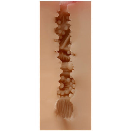 Masturbatore della vagina SHEQU Maud, dispositivo di piacere femminile con dettagli realistici, in immagini con sfondo neutro.