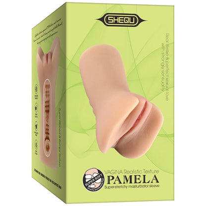 Masturbatore vagina Pamela del brand SHEQU, dettaglio realistico e morbido, ideato per il piacere e il comfort.