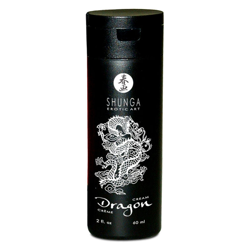 Crema della linea Shunga Aphrodisiacs per il potenziamento dell'erezione del Drago, confezione con tubo bianco e etichetta.