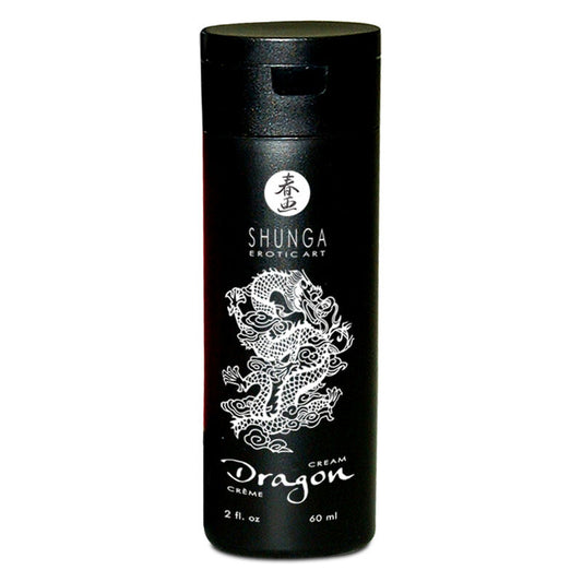 Crema della linea Shunga Aphrodisiacs per il potenziamento dell'erezione del Drago, confezione con tubo bianco e etichetta.