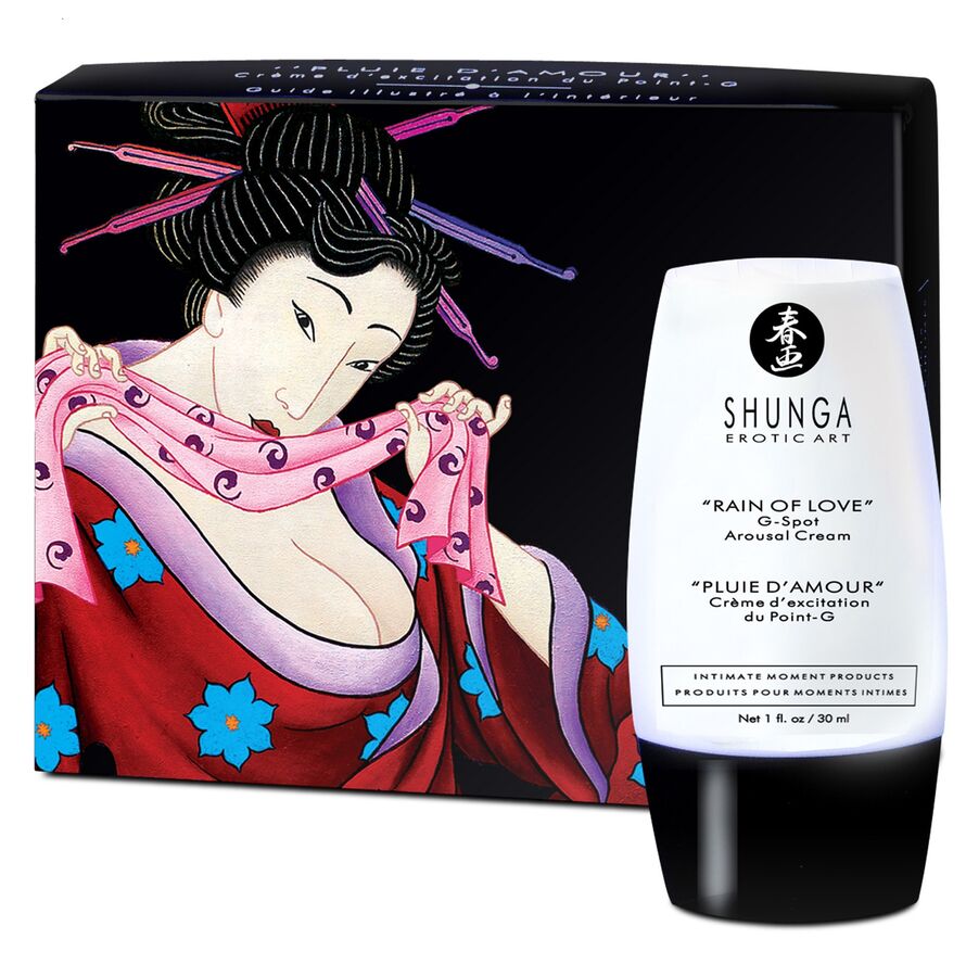 Crema stimolante Punto G Shunga Rain of Love, jar con crema per stimolazione intima e piacere femminile.