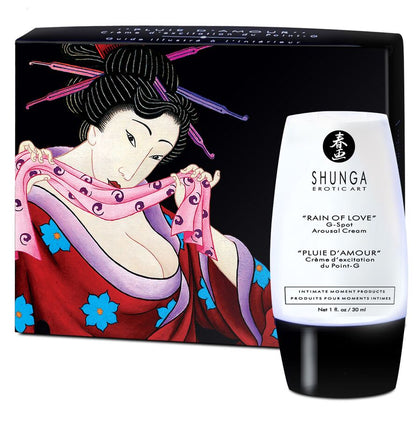 Crema stimolante Punto G Shunga Rain of Love, jar con crema per stimolazione intima e piacere femminile.