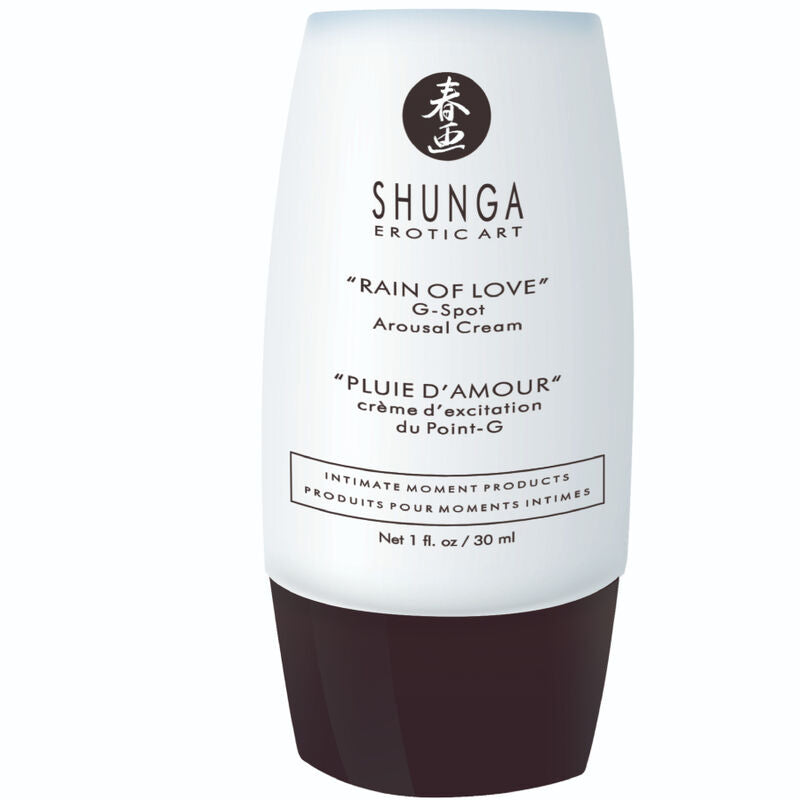 Crema stimolante Punto G SHUNGA Rain of Love, prodotto per il piacere e la stimolazione intima, confezione con crema sensuale.