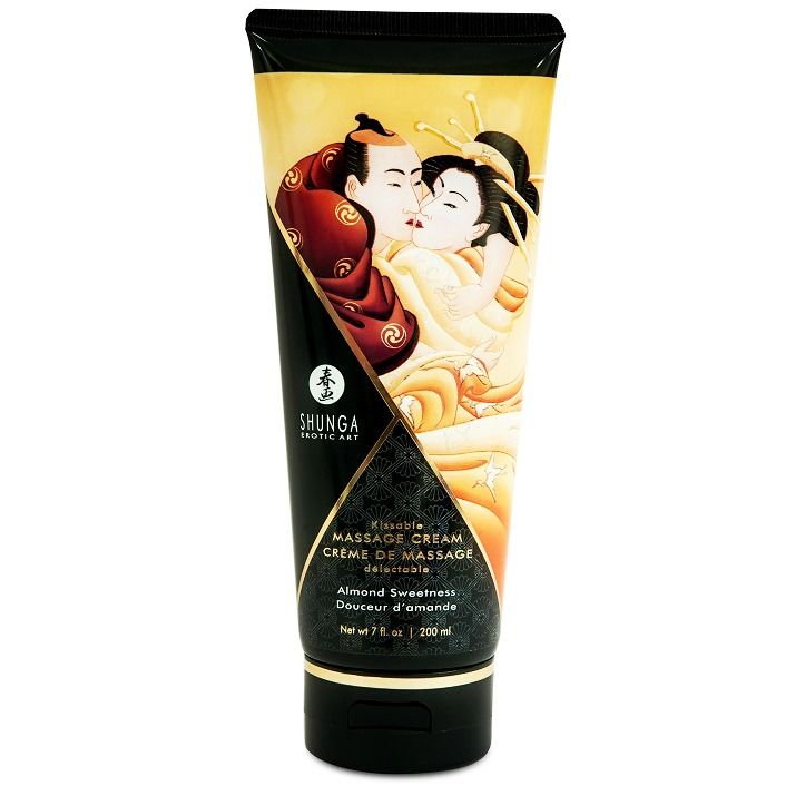 Crema da massaggio alle mandorle dolci Shunga, crema morbida e idratante in flacone da 200 ml, ideale per massaggi rilassanti