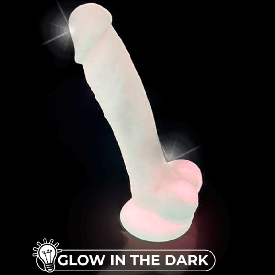 Penis realistico in silicone rosa fluorescente SILEXD MODELLO 1, lunghezza 17,5 cm, materiale premium SILEXPAN.