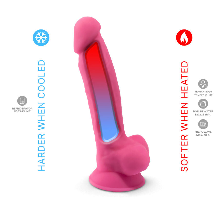 Penis realistico in silicone rosa fluorescente SILEXD Modello 1, lunghezza 17,5 cm, materiale premium e dettagli realistici.