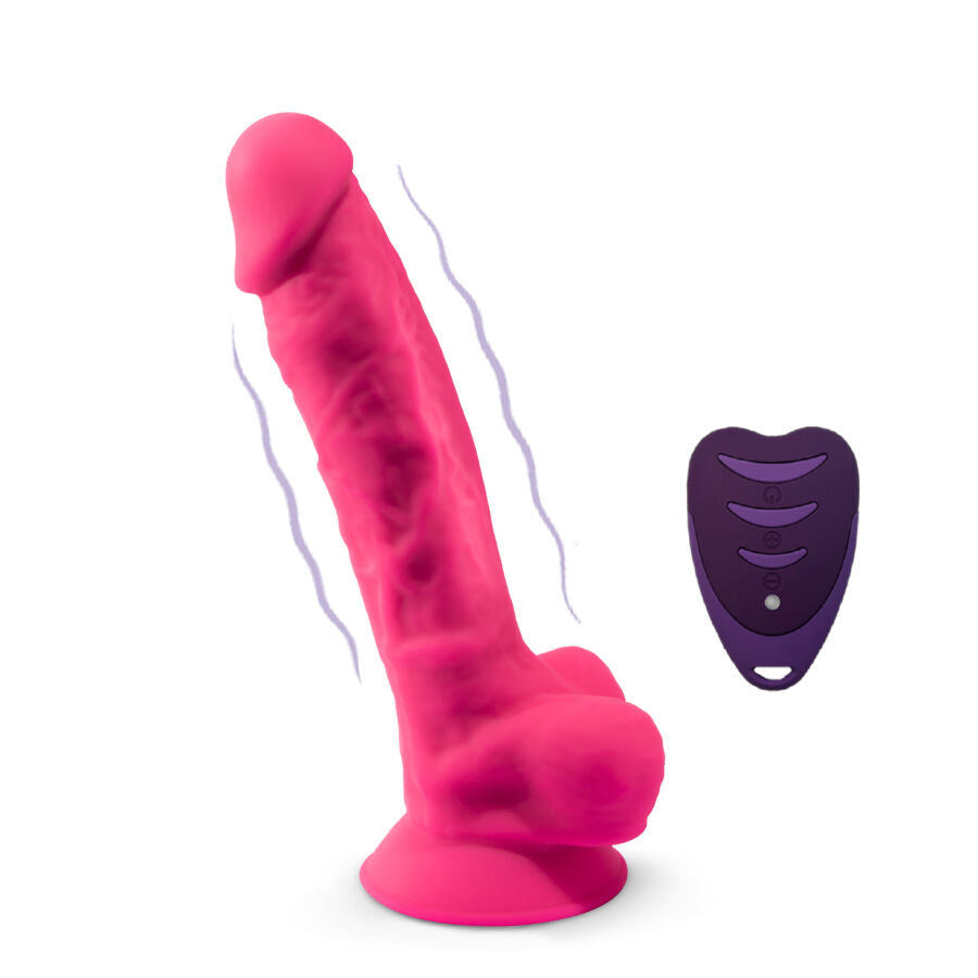 Penis realistico Rosa SILEXD con 18 vibrazioni e telecomando LRS, design dettagliato e morbido, ideale per stimolazione.