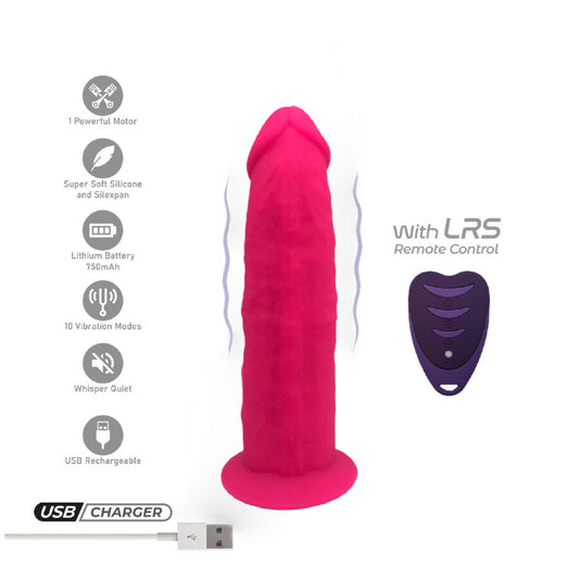 Penis realistico SILEXD modello rosa con telecomando LRS, lunghezza di 17 cm, dettagli realistici e superficie liscia.