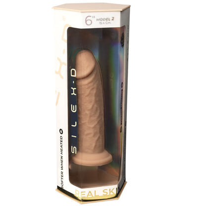 Penis realistico in silicone termoreattivo SILEXD, modello 2, lunghezza 15,4 cm, dettagli realistici e texture naturale.