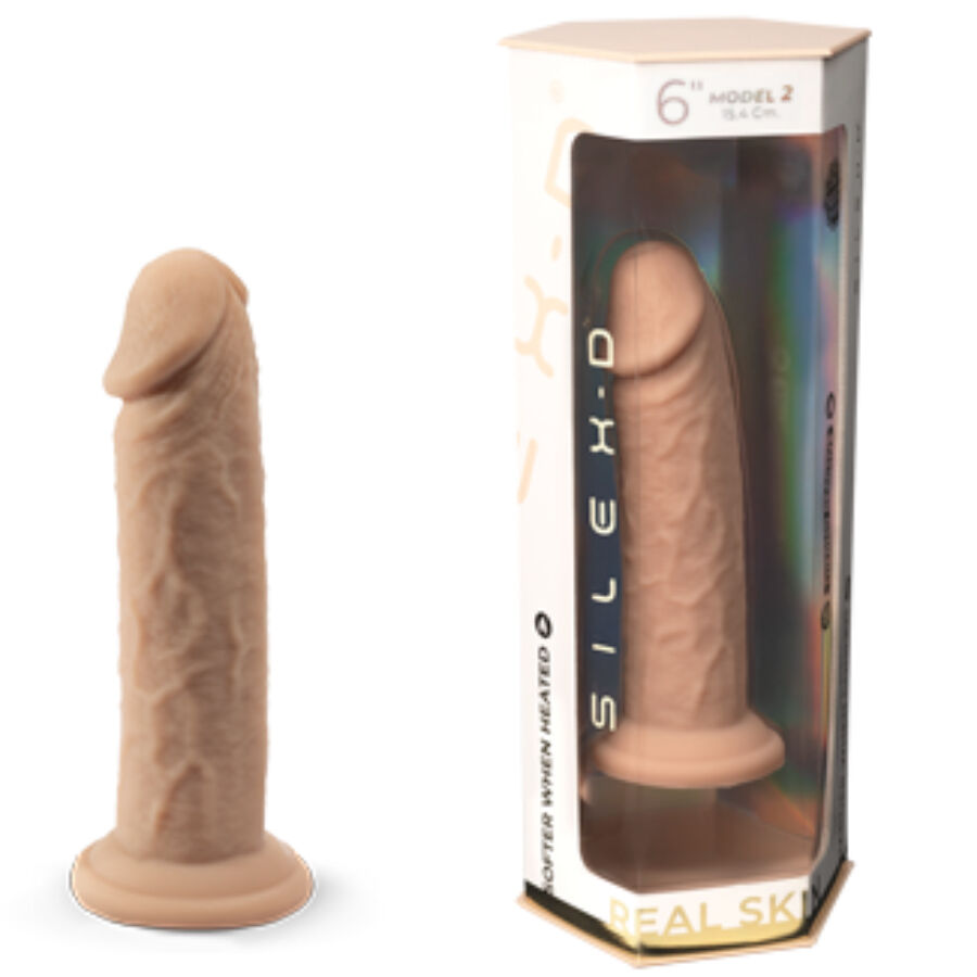 Silicone realistico SILEXD modello pene termoreattivo premium da 15,4 cm, dettagli realistici e morbidi.