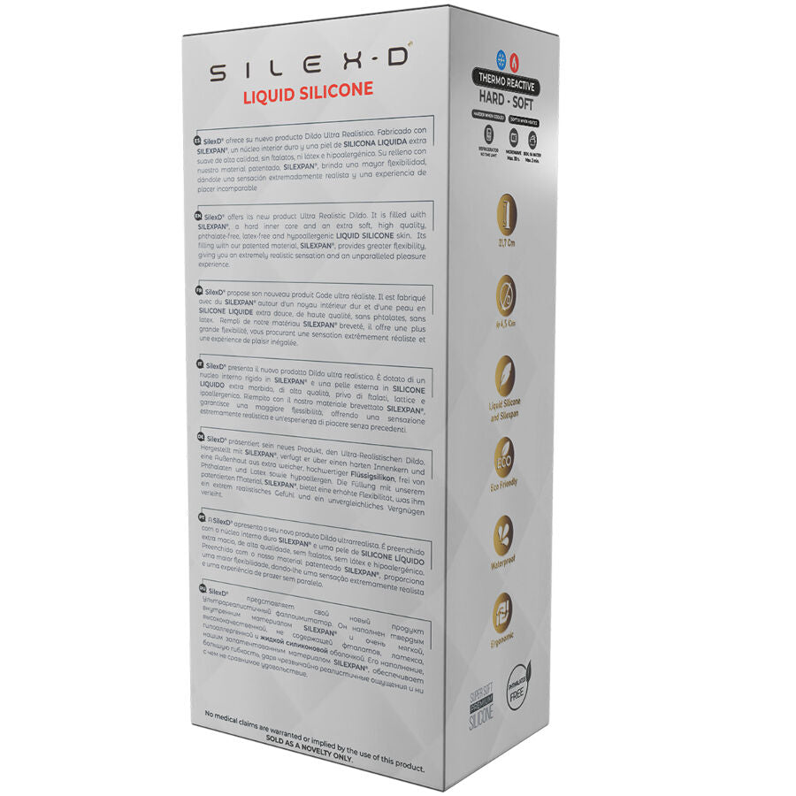 Penis realistico in silicone liquido SILEXD, modello 9, lunghezza 22,8 cm, con dettagli realistici e morbidi.