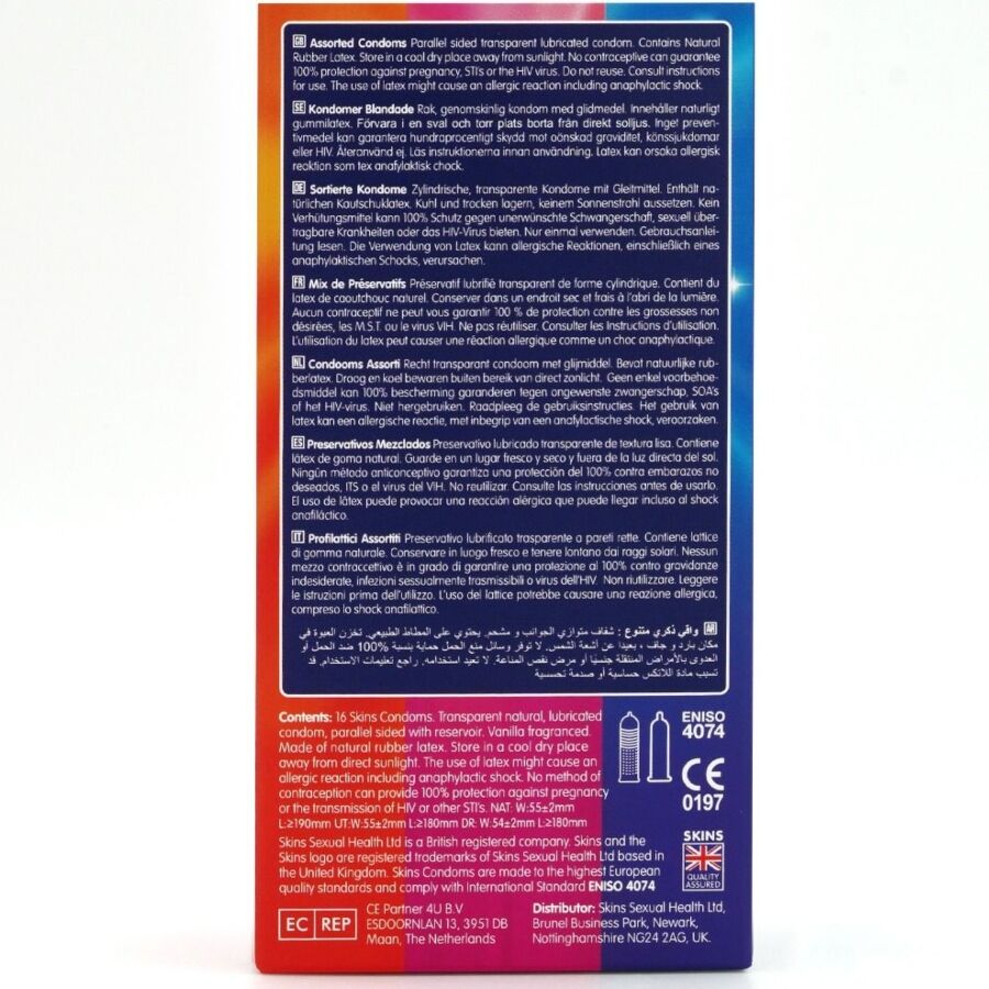 Confezione assortita di 16 conserve premium SKINS, barattoli con etichette colorate e conservanti di alta qualità.