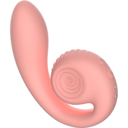 Stimolatore dual Gizi rosa di SNAIL VIBE, elegante e compatto, con design ergonomico e superfici lisce per piacere personale.