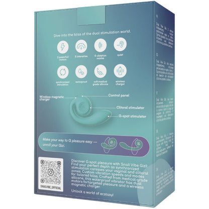 Stimolatore doppio Gizi rosa SNAIL VIBE, design ergonomico e dettagli vibranti, ideale per stimolazione e piacere personale.