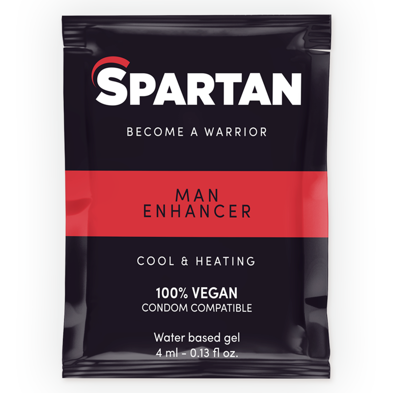 Gel potenziatore dell'erezione Spartan, effetto freddo-caldo, 100% vegano, confezione da 4ml, prodotto per migliorare le prestazioni.