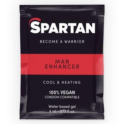 Gel potenziatore dell'erezione Spartan, effetto freddo-caldo, 100% vegano, confezione da 4ml, prodotto per migliorare le prestazioni.