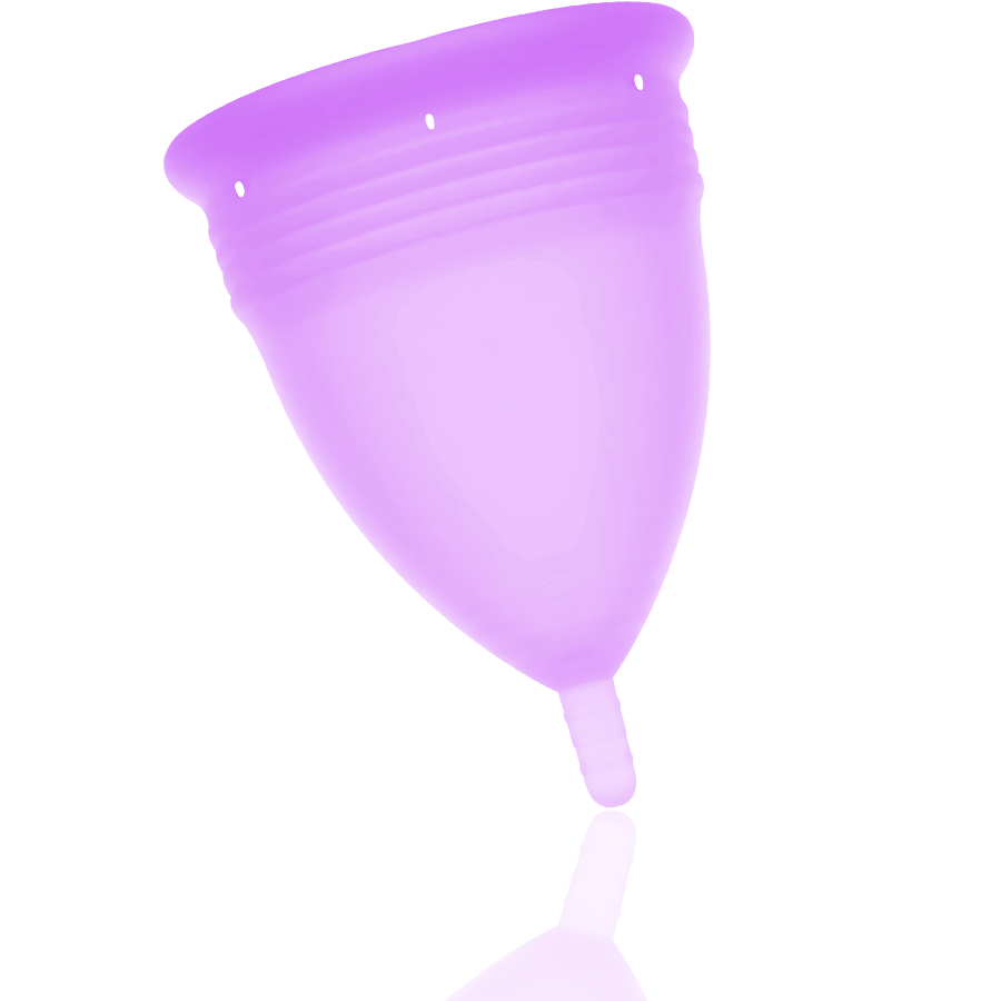 Coppa mestruale in silicone FDA STERCUP di colore lilla, vista laterale, senza dettagli visivi aggiuntivi