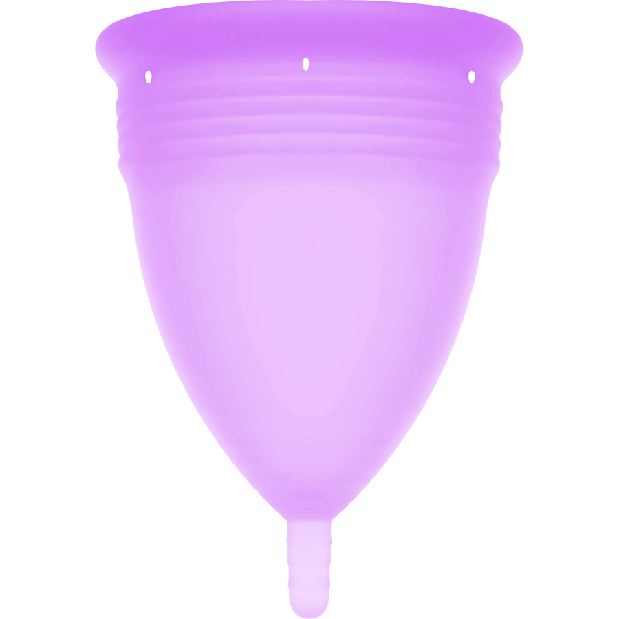 Coppa mestruale STERCUP in silicone FDA lilla, taglia S, mostra il design confortevole e sicuro per l'uso quotidiano.
