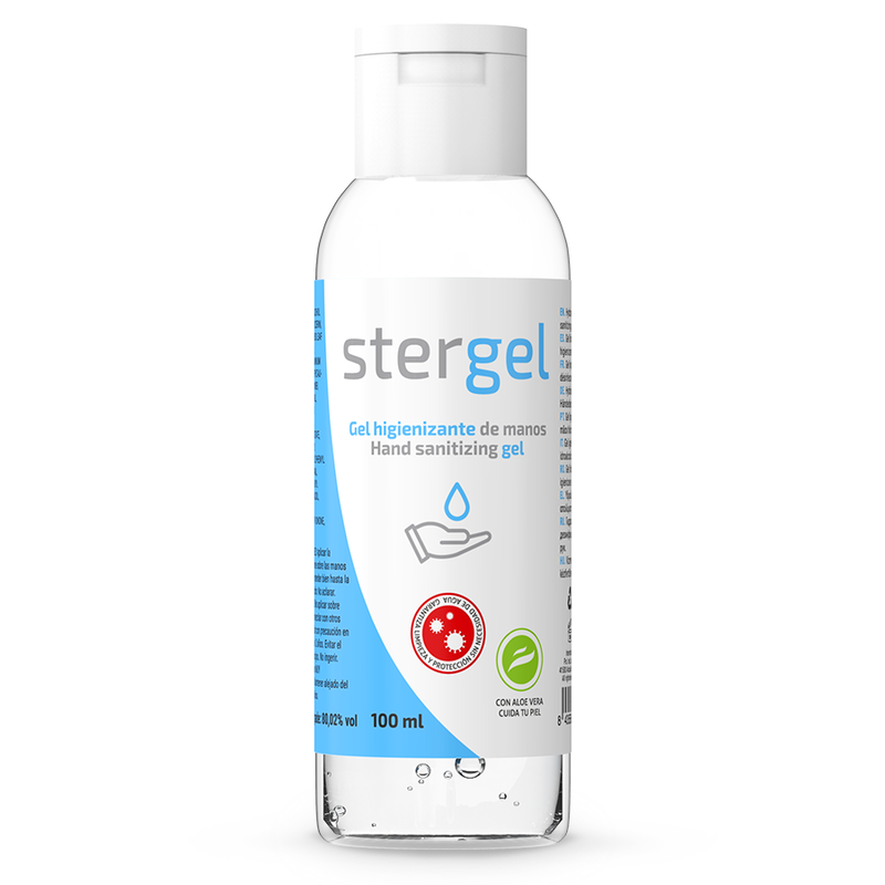 Gel igienizzante mani STERGEL con aloe vera, 100 ml, idroalcolico e delicato sulla pelle.