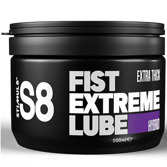 Lubrificante STIMUL8 S8 Extreme per impugnature ibride extra spesse, 500 ml, bottiglia con etichetta nera e bianca