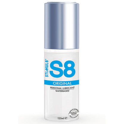 Lubrificante a base d'acqua Stimuli8 S8 da 125 ml, fluido e leggero per uso personale o sessuale.