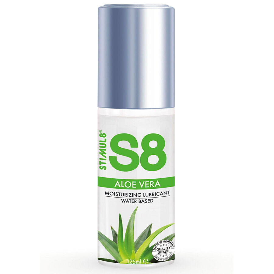 Lubrificante all'aloe vera STIMUL8 S8 da 125 ml, crema idratante e lenitiva per il comfort e la cura della pelle.