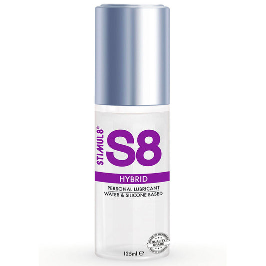 Lubrificante ibrido STIMUL8 S8 da 125 ml, crema lubrificante per uso intimo con formula versatile e morbida.