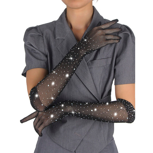 Guanti trasparenti neri SUBBLIME ACCESSORIES modello 957469SHINE, taglia S/M, mostrati in foto.