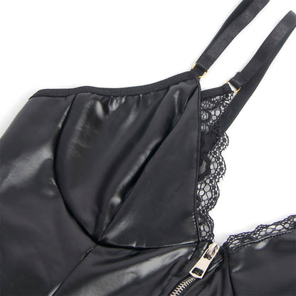 Corpo in pelle nera con zip, modello SUBBLIME - 955458, vestito aderente e sexy di SUBBLIME BODIES, vista frontale.