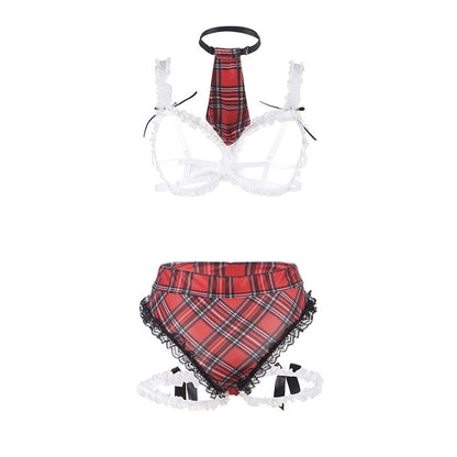 Costume sexy da scuola SUBBLIME con reggiseno, taglia L/XL, in tessuto aderente e dettagli seducenti, perfetto per carnevale.