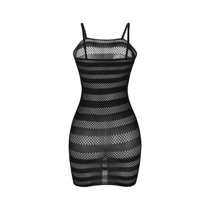 Vestito a rete SUBBLIME Dresses con strisce nere, taglia unica, mostra dettagli della texture e design elegante.