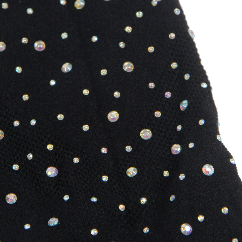 Vestito a rete nero SUBBLIME DRESSES con dettagli di diamanti brillanti, taglia unica, visibile in primo piano nell'immagine.