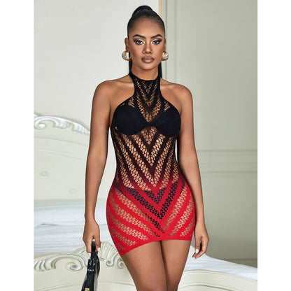 Vestito elasticizzato a rete degradata rossa e nera SUBBLIME Dresses, taglia unica, dettaglio tessuto e design alla moda