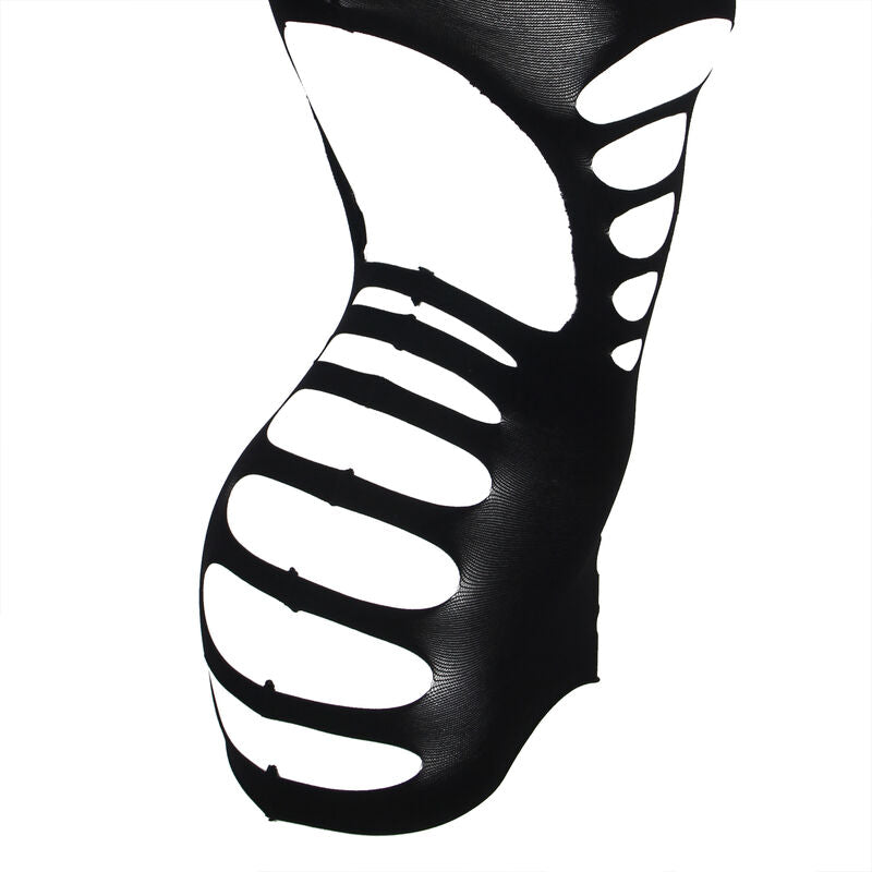 Vestito elastico a rete nero SUBBLIME DRESSES con maniche lunghe, taglia unica, dettaglio tessuto trasparente e aderente.