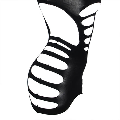 Vestito elastico a rete nero SUBBLIME DRESSES con maniche lunghe, taglia unica, dettaglio tessuto trasparente e aderente.