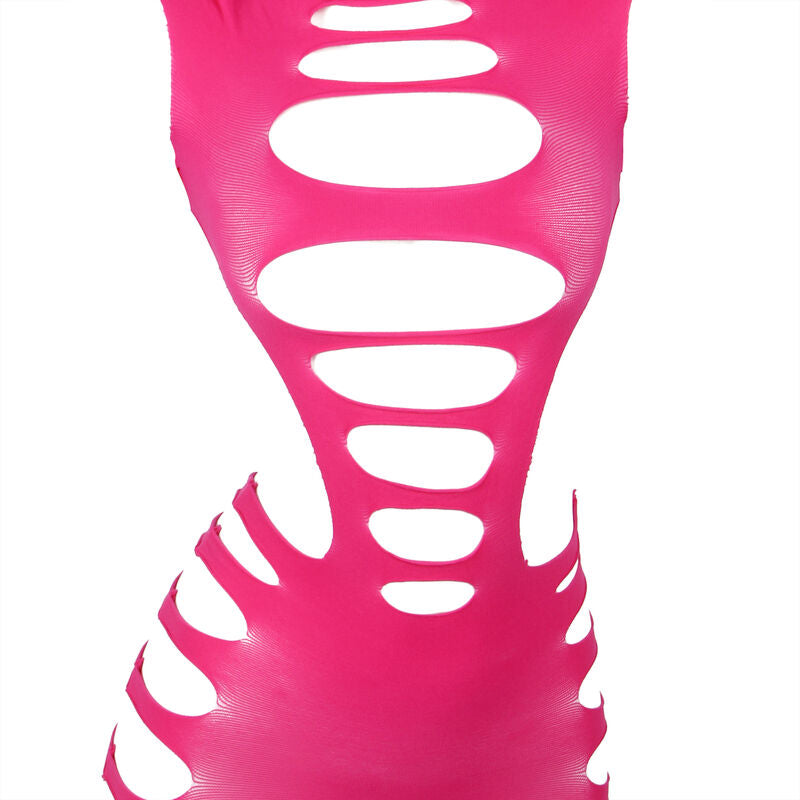 Vestito elastico a rete rosa SUBBLIME DRESSES con maniche lunghe e taglia unica, visibile in dettaglio nell'immagine.