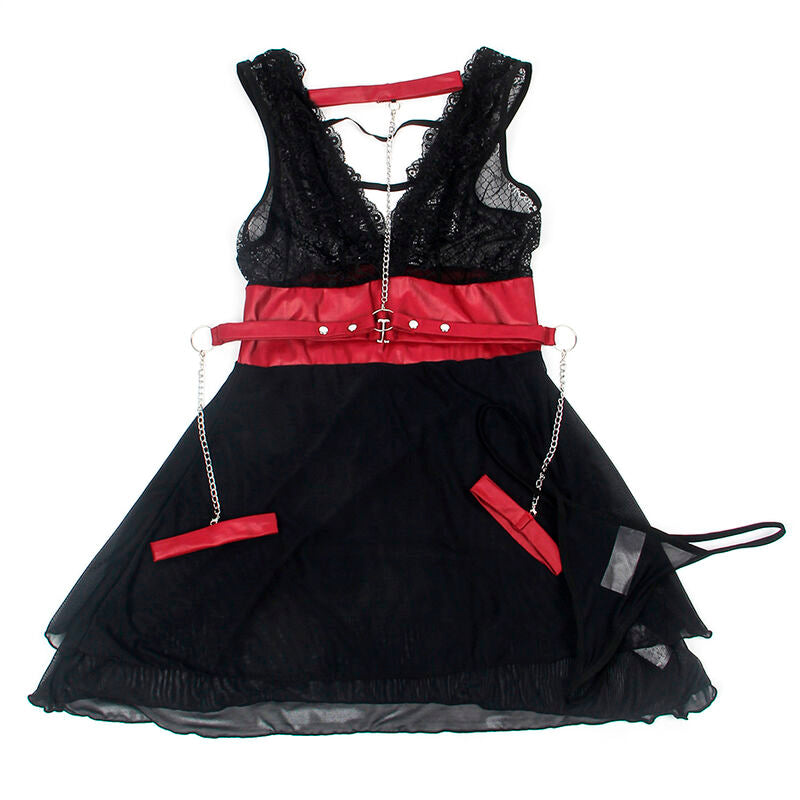 Abito bondage in pizzo nero SUBBLIME DRESSES, taglia S/M, con dettagli in pizzo e design seducente, visibile in primo piano.