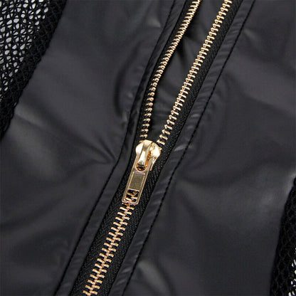 Abito sexy in rete e pelle nero SUBBLIME DRESSES, taglia L/XL, dettagliati dettagli di tessuto e stile audace.