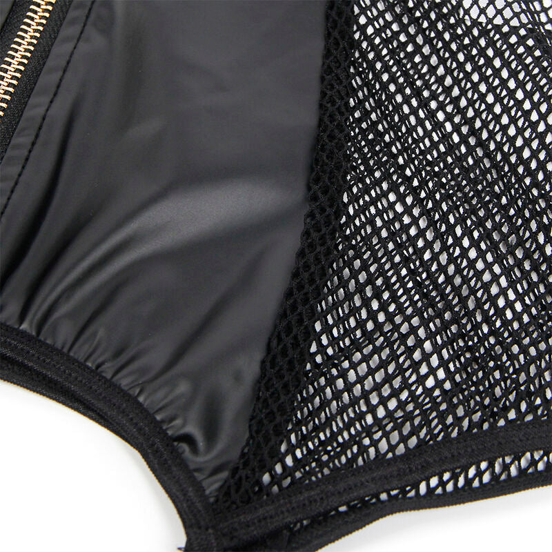 Abito sexy in rete e pelle nera SUBBLIME DRESSES, taglia L/XL, dettaglio trasparente e aderente, stile audace e alla moda