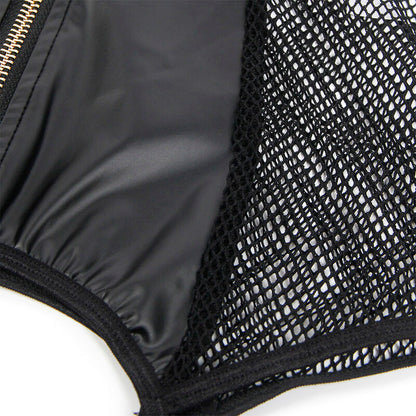 Abito sexy in rete e pelle nera SUBBLIME DRESSES, taglia L/XL, dettaglio trasparente e aderente, stile audace e alla moda