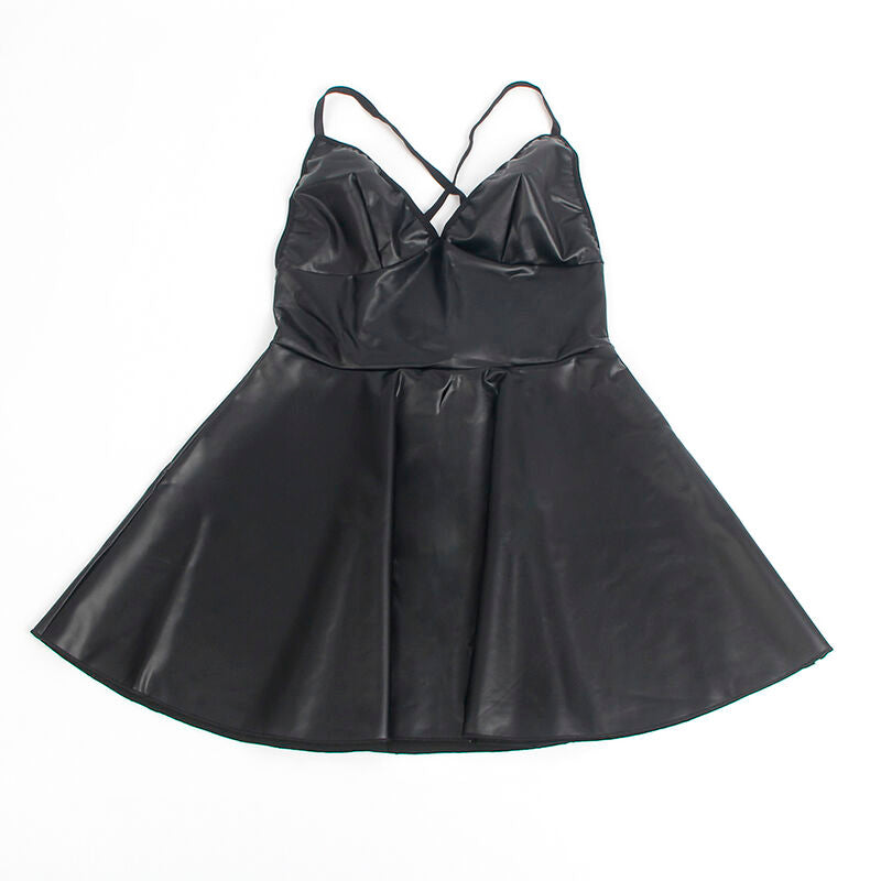 Abito con spalline in pelle nera SUBBLIME DRESSES, taglia S/M, vestibilità elegante e dettagli alla moda.