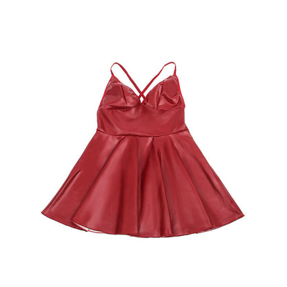 Abito con spalline in pelle Bordeaux SUBBLIME DRESSES, taglia L/XL, in tessuto elegante e alla moda.