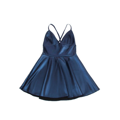 Abito con spalline in pelle blu SUBBLIME DRESSES, taglia S/M, vestibilità elegante e tessuto raffinato.